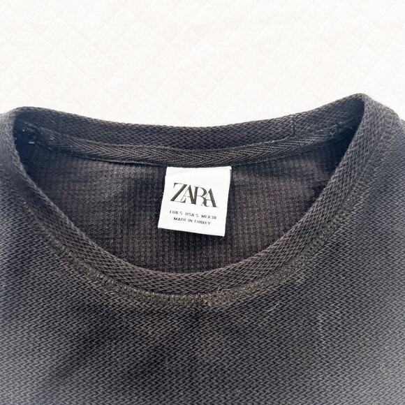 Zara Black Short Sleeve Knit Sweater Size Small - Picture 2 of 4